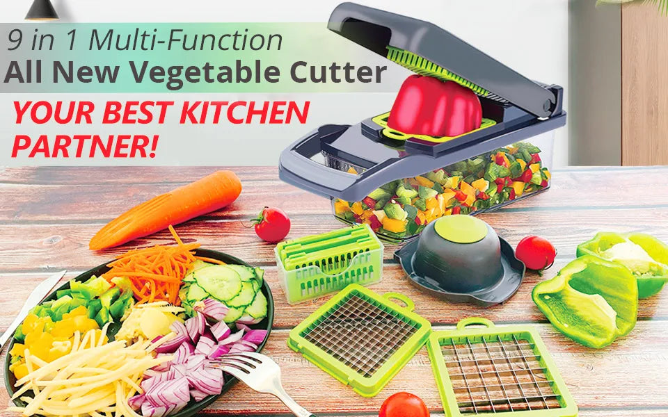Cut your fruits and vegetables quickly and easily! 🥕🥒🍅 Save time in the kitchen with this convenient multifunctional slicer. Perfect for slicing, chopping, and preparing your favorite foods in seconds!”