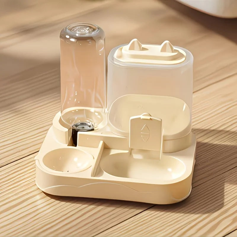 2-in-1 Large Pet Feeder & Water Dispenser, Dry Wet Separation, Durable Plastic, Transparent, No Battery, For Cats Dogs FREE SHIPING
