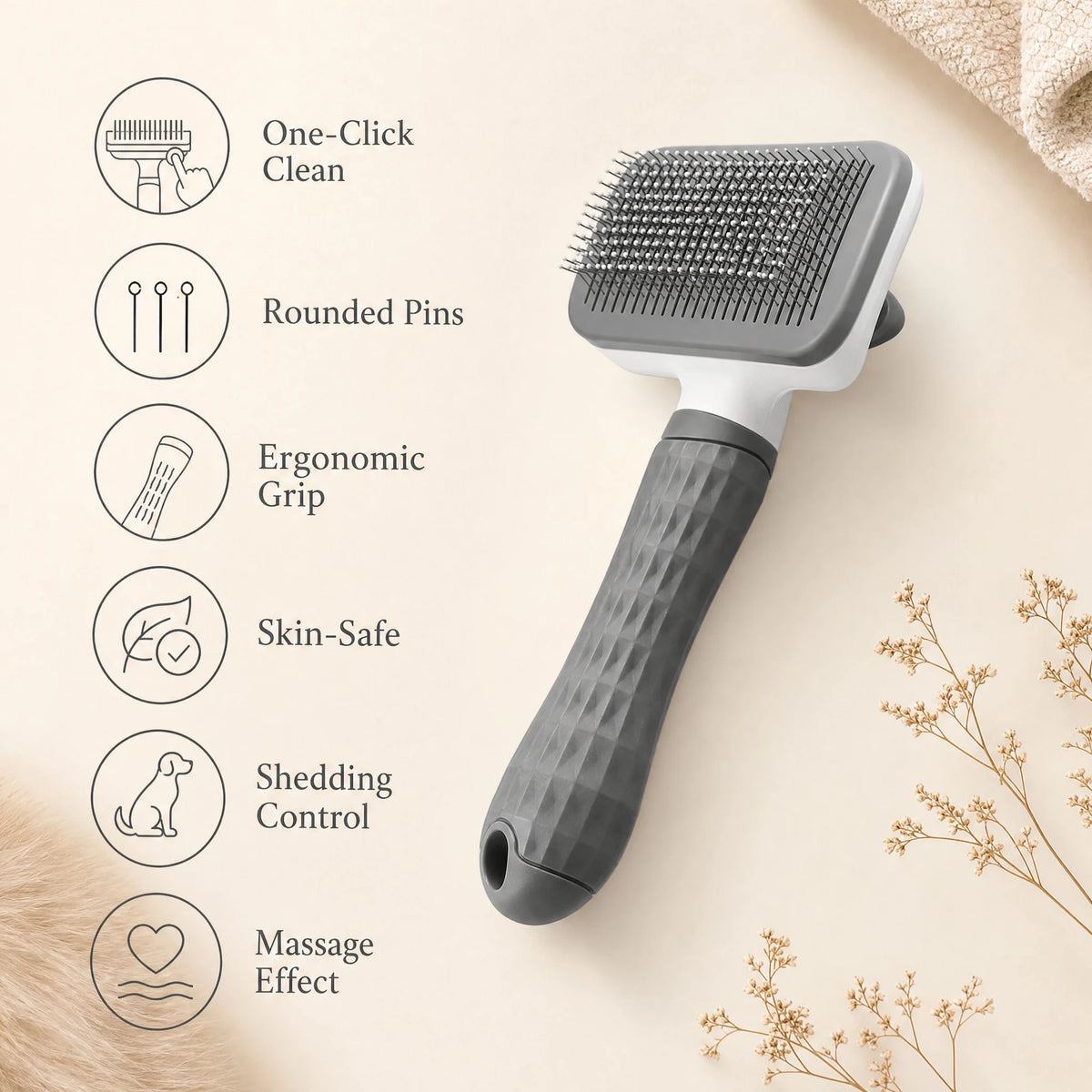 Professional Detangling Brush for Dogs and Cats - Removes Loose Hair, Knots and Tangles, Gentle Massage for Long and Short Ha FREE SHIPING👀
