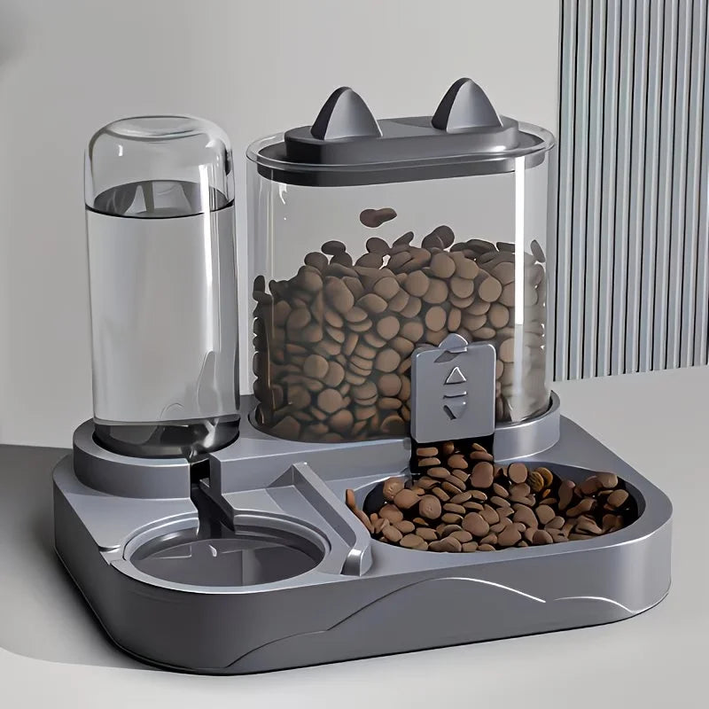 2-in-1 Large Pet Feeder & Water Dispenser, Dry Wet Separation, Durable Plastic, Transparent, No Battery, For Cats Dogs FREE SHIPING