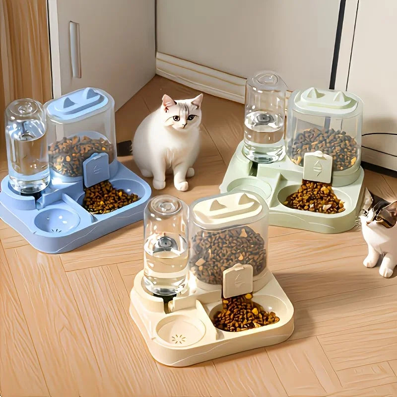 2-in-1 Large Pet Feeder & Water Dispenser, Dry Wet Separation, Durable Plastic, Transparent, No Battery, For Cats Dogs FREE SHIPING